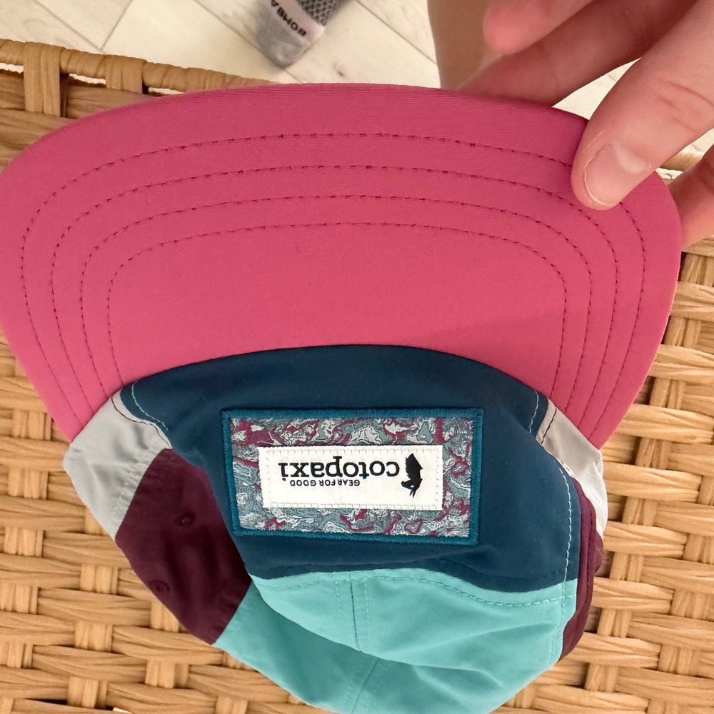 Cotopaxi Altitude Tech 5-Panel Hat Recycled Nylon Colorblock Pink Blue Maroon - Picture 2 of 8